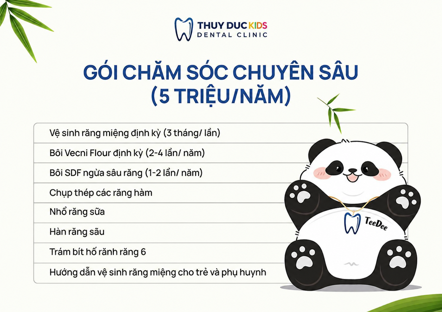 Gói chăm sóc răng miệng theo năm 2