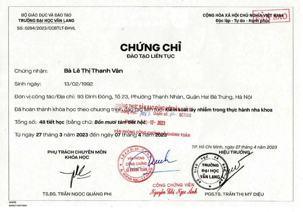 Chứng chỉ kiểm soát lây nhiễm