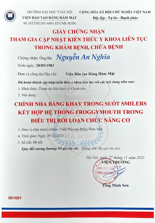 Chứng chỉ BS An Nghĩa