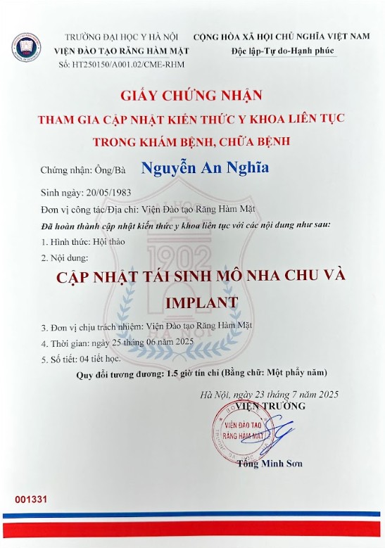 Chứng chỉ BS An Nghĩa