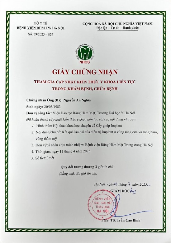 Chứng chỉ BS An Nghĩa