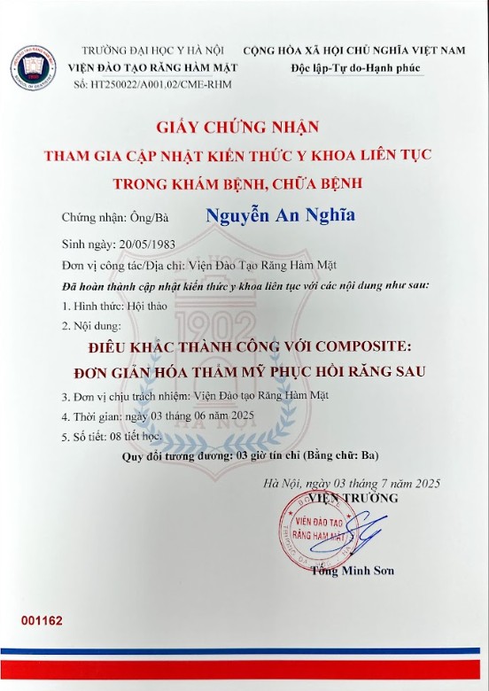 Chứng chỉ BS An Nghĩa