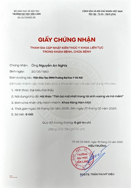 Chứng chỉ BS An Nghĩa
