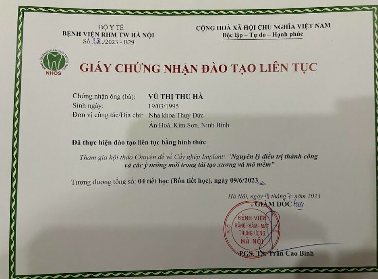 Chứng nhận đào tạo liên tục